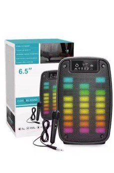 Taşınabilir 6.5 inç LED Bluetooth Kareoke Hoparlör RGB Işıklı Radyolu Taşınabilir 6.5 inç LED Bluetooth Kareoke Hoparlör RGB Işıklı Radyolu