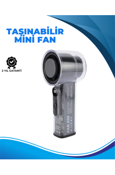 Taşınabilir El Fanı  100 Seviyeli Rüzgar Hızı Ayarı  Sessiz Çalışma - Dijital Ekranlı