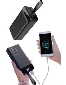 Taşınabilir Powerbank 50.000 mAh 4 Girişli Hızlı Şarj Led Göstergeli Fenerli Şarj