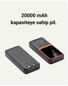 Taşınabilir Şarj Cihazı 20000 mAh | 22.5W Hızlı Şarj + Dijital Ekran + Kablo Dahil