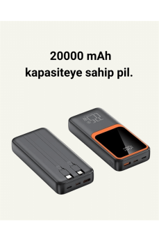 Taşınabilir Şarj Cihazı 20000 mAh | 22.5W Hızlı Şarj + Dijital Ekran + Kablo Dahil