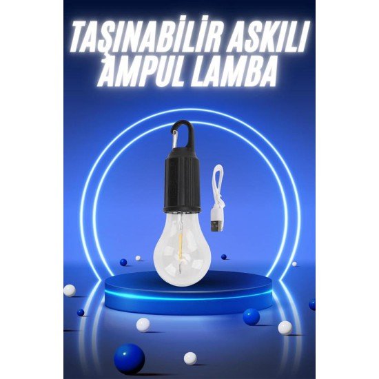 Taşınabilir Şarjlı Led Ampul Askılı Lamba Kamp Bahçe Lambası