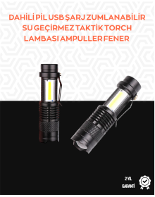 Taşınabilir Şarjlı LED Fener - 4 Modlu, 2000LM, Ayarlanabilir Odak