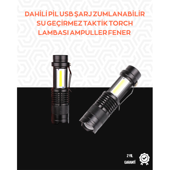Taşınabilir Şarjlı LED Fener - 4 Modlu, 2000LM, Ayarlanabilir Odak Taşınabilir Şarjlı LED Fener - 4 Modlu, 2000LM, Ayarlanabilir Odak
