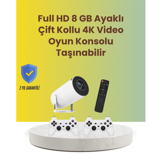 TÇift Kollu Tasarımlı Kablosuz Projeksiyon – 4K, 10.000 Oyun ve Smart App Desteği