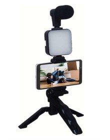 Telefon Tutucu Mikrofonlu Işıklı Youtuber Video Kayıt
