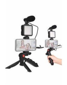 Telefon Tutucu Mini Mikrofonlu Tripod Vlog Çekim Video
