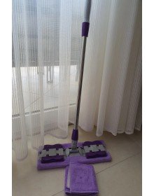 Teleskobik Cam Yer Tavan Silme - İstediğin Bezi Tak Kullan - 4 Mandallı -Yedek Bezli Mop Seti