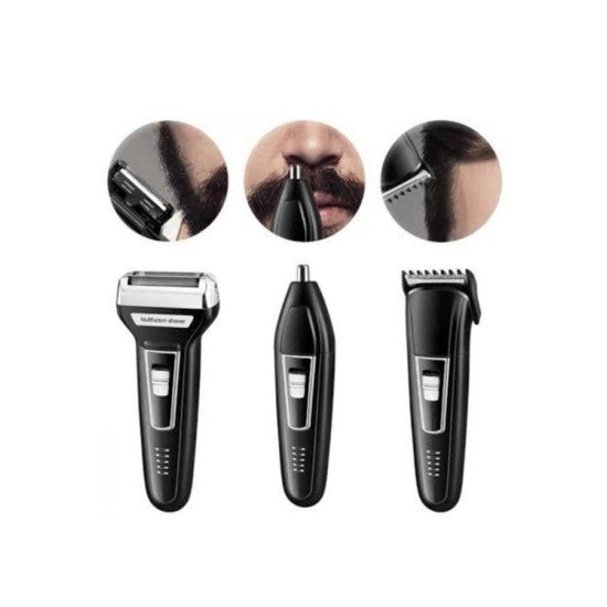 Tıraş Makinesi 3 Başlıklı T Başlıklı Hassas Ciltlere Özel Saç Sakal Vücut Kulak ve Burun