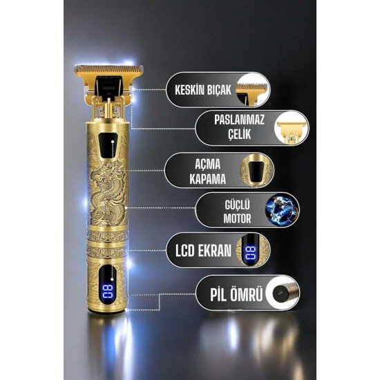 Tıraş Makinesi Şarjlı Profesyonel Saç Kesme Makinesi Gold Çizik Tıraş Tıraş Makinesi Şarjlı Profesyonel Saç Kesme Makinesi Gold Çizik Tıraş