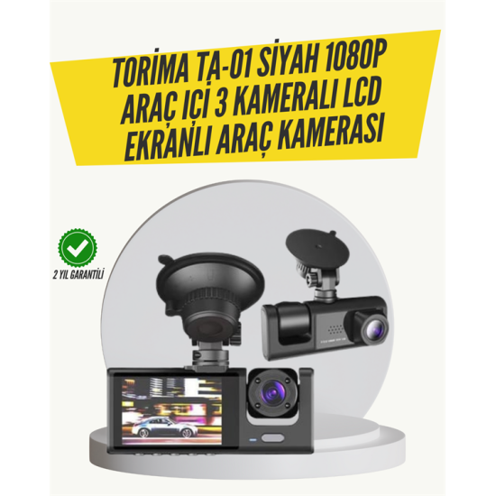 TA-01 3 Kameralı 1080P Araç Kamerası Siyah