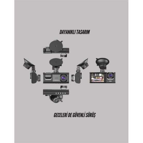 TA-01 1080P Ön 720P Arka ve İç Kamera Sistemli DVR