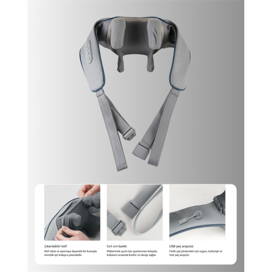 VNB-01 Titreşimli Boyun Masaj Aleti Gri Renk