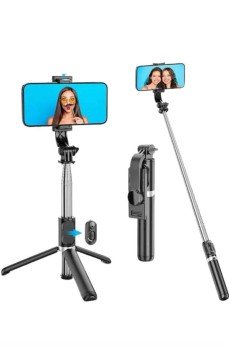 Tripod Selfie Çubuğu Bluetooth Kumandalı Kablosuz Led Işıklı