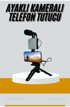 Tripod Telefon Tutucu Kumandalı Mikrofon Led Işık Vlog Video Kayıt Tripod Telefon Tutucu Kumandalı Mikrofon Led Işık Vlog Video Kayıt