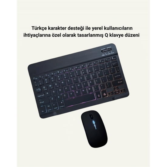 Tüm Cihazlarla Uyumlu RGB Işıklı Kablosuz Klavye ve Mouse Seti Tüm Cihazlarla Uyumlu RGB Işıklı Kablosuz Klavye ve Mouse Seti