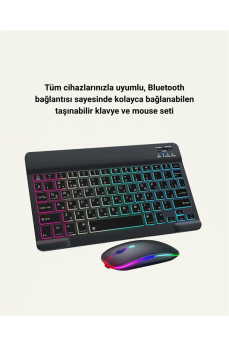 Türkçe Q Klavye Düzenli RGB Kablosuz Klavye Mouse Set