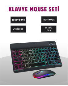 Türkçe Q Klavye Düzenli RGB Kablosuz Klavye Mouse Set