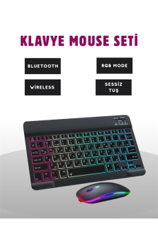 Türkçe Q Klavye Düzenli RGB Kablosuz Klavye Mouse Set
