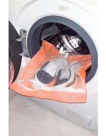 Turuncu - Fermuarlı - Hassas Çamaşır Terlik  Ayakkabı Yıkama Filesi Büyük Boy