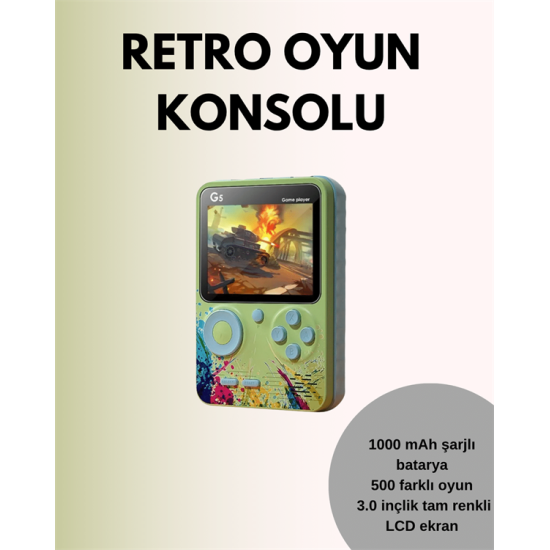TV Bağlantılı 500 Oyunlu Mini Gameboy Konsol