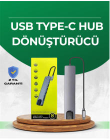 Type‑C Dönüştürücü – 2×USB3.0, SD/MS, 4K HDMI & RJ45 ile Profesyonel Kullanım