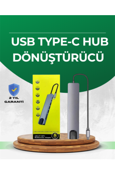 Type‑C Dönüştürücü – 2×USB3.0, SD/MS, 4K HDMI & RJ45 ile Profesyonel Kullanım
