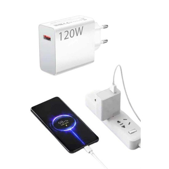 Type C Yüksek Hızlı Şarj Aleti Beyaz 120W Ultra Uzun Ömürlü