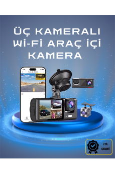 Üç Kameralı 1080p Full HD Araç İçi Kamera – G-Sensörlü ve Gece Görüşlü
