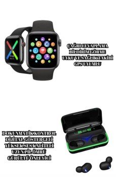 Ucuz ve Kaliteli Kulaklıklı Saat Seti Bluetooth Bağlantılı Akıllı Saat ve Kulaklık