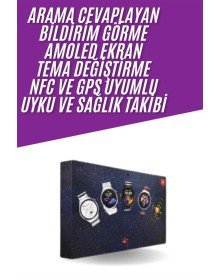 Unısex Yuvarlak Ekranlı 7 Kordonlu Akıllı Saat GPS Destekli Çoklu Kordon Seçeneği