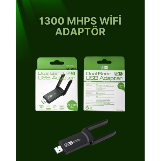 USB 3.0 Wireless Adaptör – 2.4GHz & 5GHz Destekli