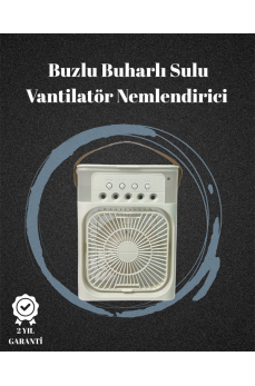 USB Bağlantılı 3'ü 1 Arada Nemlendirici Mini Klima Fan | 7 Renk Işıklı