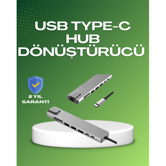 Seyahat Dostu 8‑in‑1 Hub – Şarj & Veri & Video & Ağ için Eksiksiz Çözüm Seyahat Dostu 8‑in‑1 Hub – Şarj & Veri & Video & Ağ için Eksiksiz Çözüm