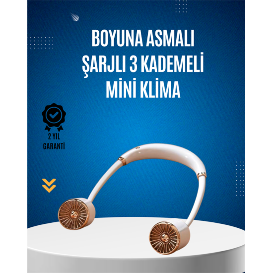 USB Şarjlı Boyun Fanı | Hafif, Katlanabilir, Taşınabilir, Düşük Gürültülü Fan