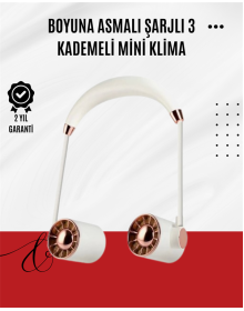 USB Şarjlı Katlanabilir Boyun Fanı | 3 Kademeli, Sessiz ve Taşınabilir Tasarım