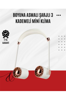 USB Şarjlı Katlanabilir Boyun Fanı | 3 Kademeli, Sessiz ve Taşınabilir Tasarım