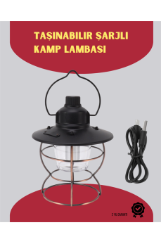 USB Şarjlı Retro LED Kamp Feneri – 4 Işık Modu, Su Geçirmez, Taşınabilir