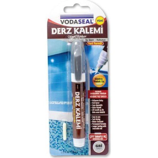 Vodaseal Çift Uçlu Su Bazlı Kokusuz Kalıcı Derz Kalemi Gri Vodaseal Çift Uçlu Su Bazlı Kokusuz Kalıcı Derz Kalemi Gri