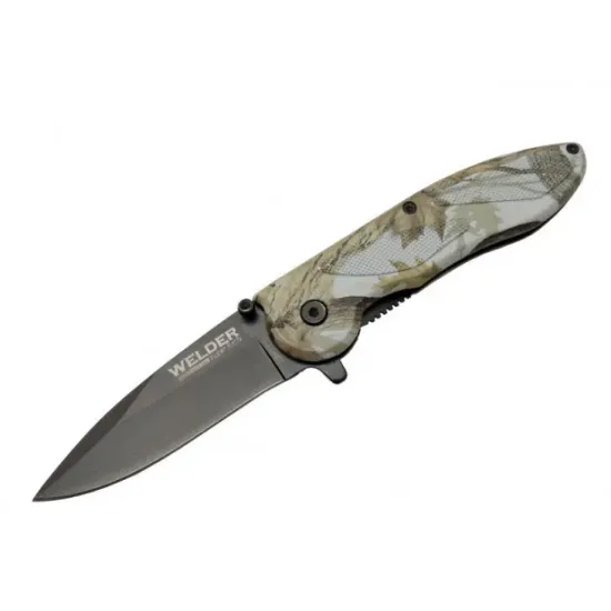 Welder Çakı Yaprak Desenli 19,5 cm Yarı Otomatik , Kemerlikli Welder Çakı Yaprak Desenli 19,5 cm Yarı Otomatik , Kemerlikli