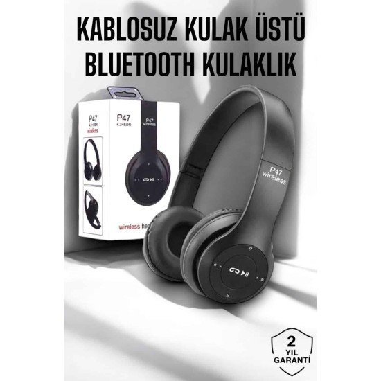 Kulak Üstü TF Kart ve AUX Destekli Ergonomik Bluetooth Kulaklık
