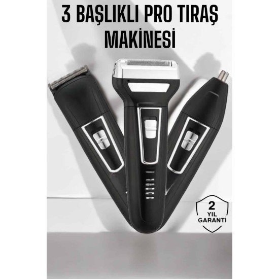 3 Başlıklı Profesyonel Tıraş Makinesi