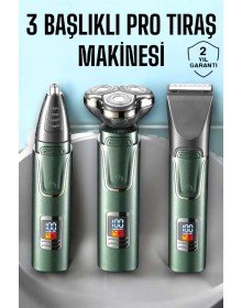 3 Başlıklı Profesyonel Saç ve Sakal Bakım Seti Vücut, Burun ve Kulak Tüy Alma