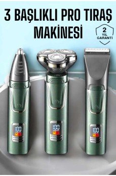 3 Başlıklı Profesyonel Saç ve Sakal Bakım Seti Vücut, Burun ve Kulak Tüy Alma