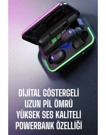 Powerbank Özellikli Kablosuz Bluetooth Kulaklık RGB Işıklı