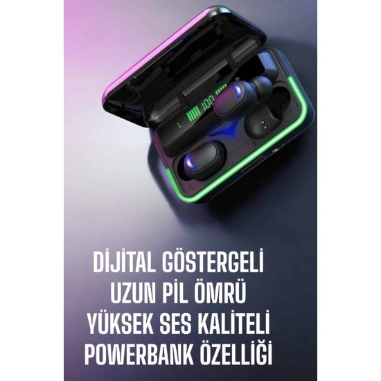 Powerbank Özellikli Kablosuz Bluetooth Kulaklık RGB Işıklı Powerbank Özellikli Kablosuz Bluetooth Kulaklık RGB Işıklı