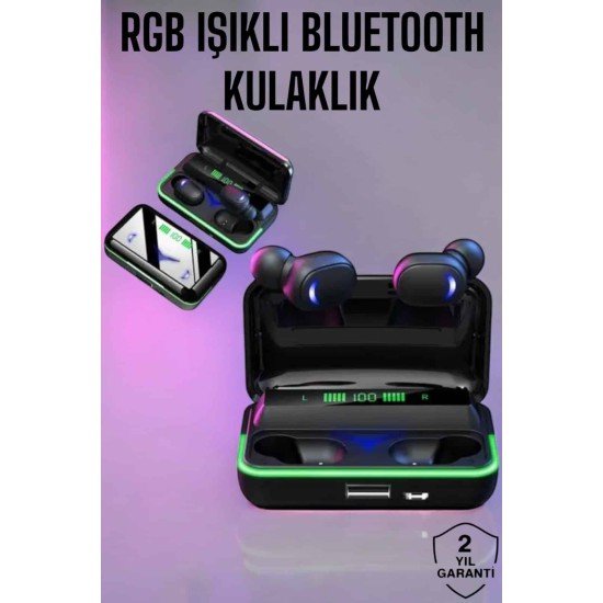 Powerbank Özellikli Kablosuz Bluetooth Kulaklık RGB Işıklı Powerbank Özellikli Kablosuz Bluetooth Kulaklık RGB Işıklı