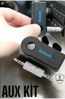 Kablosuz Bluetooth Aux Araç Kiti Siyah Hafıza Kartlı
