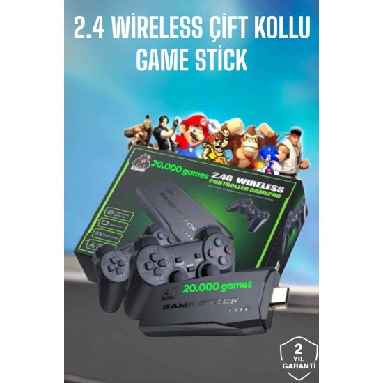 Game Stick 2000 Oyunlu 2.4G Kablosuz Çift Kol Yüksek Hassasiyetli Wireless