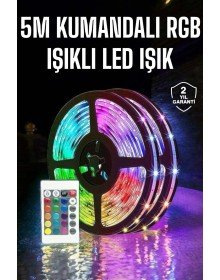 5 Metre Şerit Led RGB Işıklı Kumandalı Güç Adaptörü Her Ortama Uygun